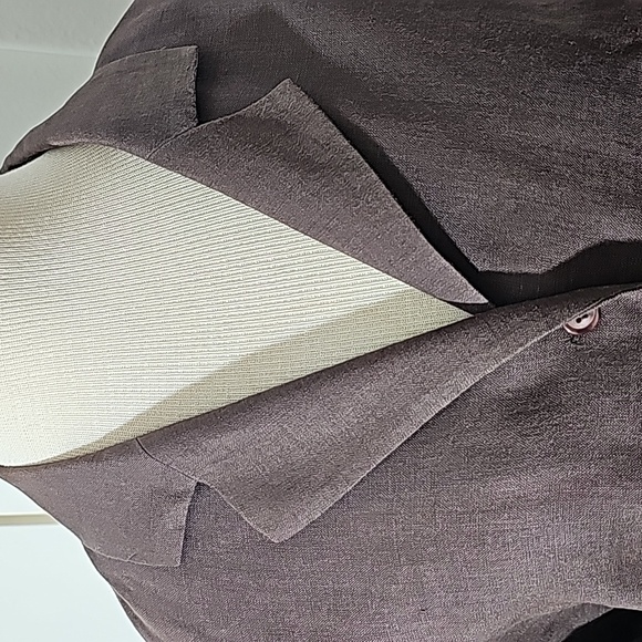 Franco Callegari 100% brown linen button-down blouse 3/4 sleeves size 42 (XL) - Picture 2 of 9